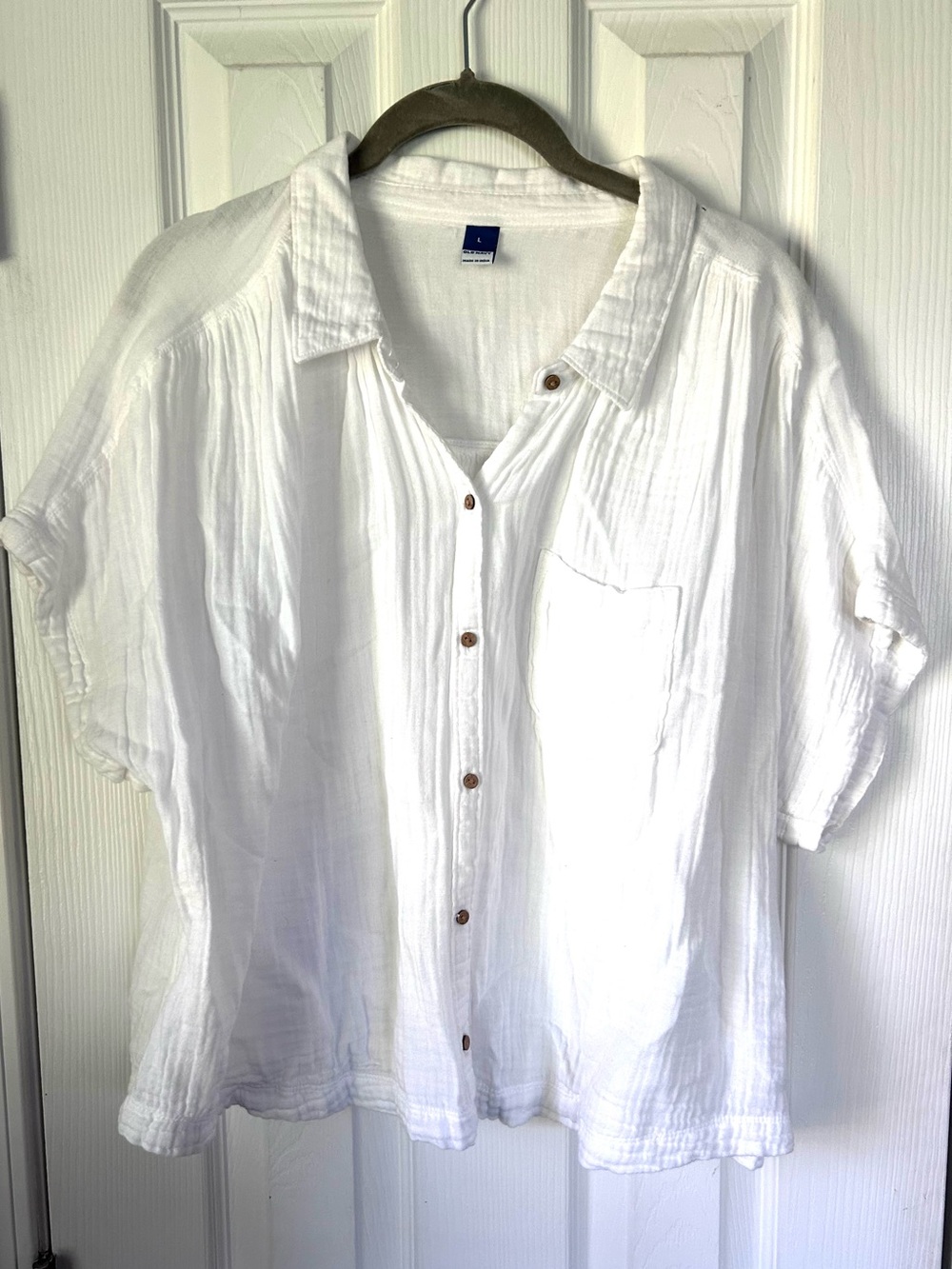 Old Navy White Gauze Cotton Button Front Shirt Women’s Large